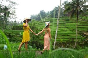 Ubud yoga, rice terrace walk and floating Breakfast tour - Tegalalang Rice Terrace entrance: the views are the product, but walk smart